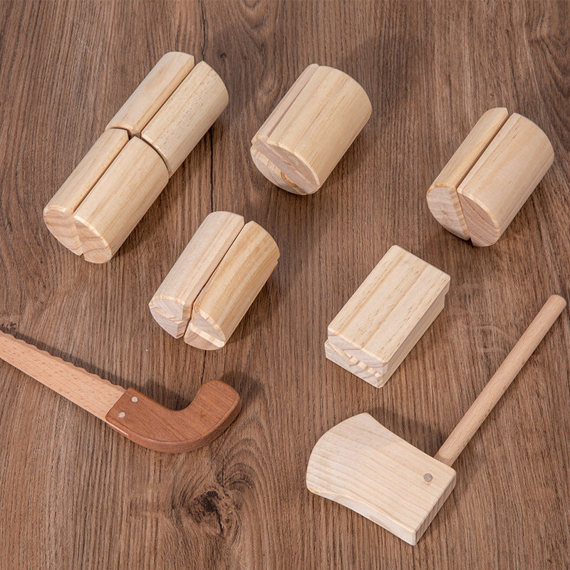Baby Simulation Wood Chopping Wooden Play House Cutting Velcro Toy