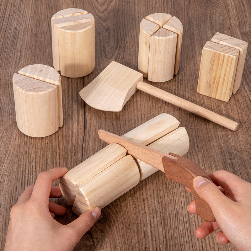 Baby Simulation Wood Chopping Wooden Play House Cutting Velcro Toy