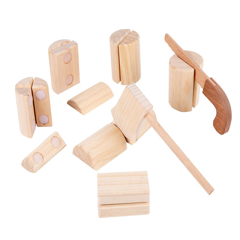Baby Simulation Wood Chopping Wooden Play House Cutting Velcro Toy