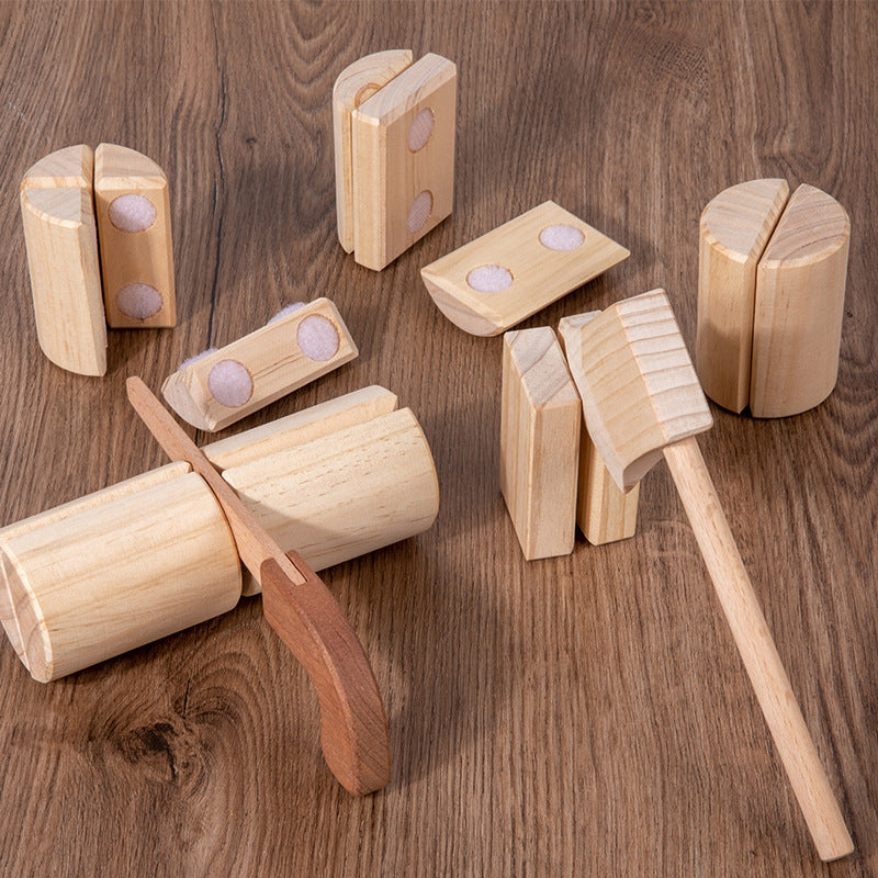 Baby Simulation Wood Chopping Wooden Play House Cutting Velcro Toy